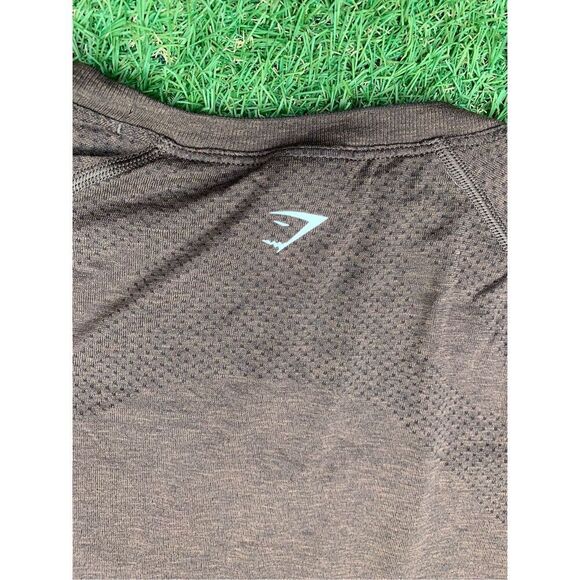 NWOT GYMSHARK VITAL BROWN seamless SHORT SLEEVE T SHIRT women XXL men L - Picture 4 of 6